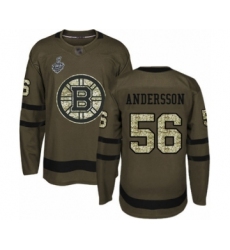 Men's Boston Bruins #56 Axel Andersson Authentic Green Salute to Service 2019 Stanley Cup Final Bound Hockey Jersey