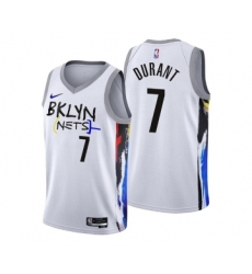 Men's Brooklyn Nets #7 Kevin Durant 2022-23 White City Edition Stitched Basketball Jersey