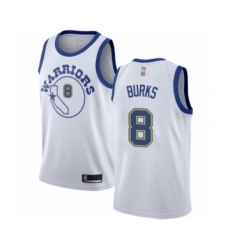 Women's Golden State Warriors #8 Alec Burks Authentic White Hardwood Classics Basketball Jersey