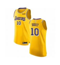 Men's Los Angeles Lakers #10 Jared Dudley Authentic Gold Basketball Jersey - Icon Edition