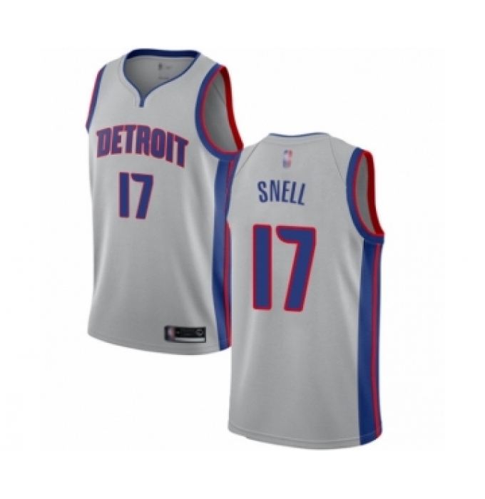 Men's Detroit Pistons #17 Tony Snell Authentic Silver Basketball Jersey Statement Edition