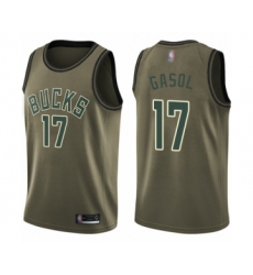 Men's Milwaukee Bucks #17 Pau Gasol Swingman Green Salute to Service Basketball Jersey