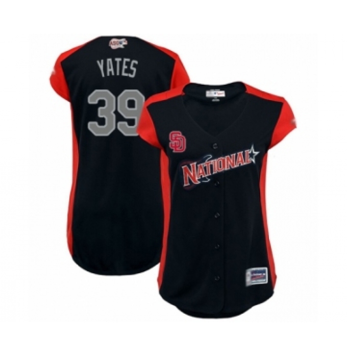 Women's San Diego Padres #39 Kirby Yates Authentic Navy Blue National League 2019 Baseball All-Star Jersey