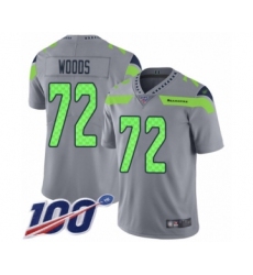 Men's Seattle Seahawks #72 Al Woods Limited Silver Inverted Legend 100th Season Football Jersey