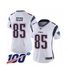 Women's New England Patriots #85 Ryan Izzo White Vapor Untouchable Limited Player 100th Season Football Jersey