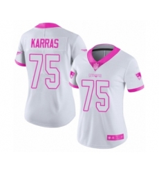 Women's New England Patriots #75 Ted Karras Limited White Pink Rush Fashion Football Jersey