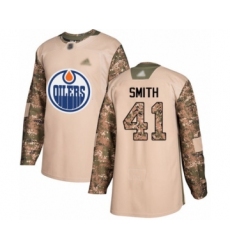 Men's Edmonton Oilers #41 Mike Smith Authentic Camo Veterans Day Practice Hockey Jersey