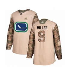 Men's Vancouver Canucks #9 J.T. Miller Authentic Camo Veterans Day Practice Hockey Jersey