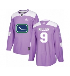 Men's Vancouver Canucks #9 J.T. Miller Authentic Purple Fights Cancer Practice Hockey Jersey