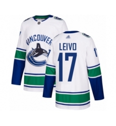 Men's Vancouver Canucks #17 Josh Leivo Authentic White Away Hockey Jersey