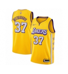 Men's Los Angeles Lakers #37 Kostas Antetokounmpo Swingman Gold 2019-20 City Edition Basketball Jersey