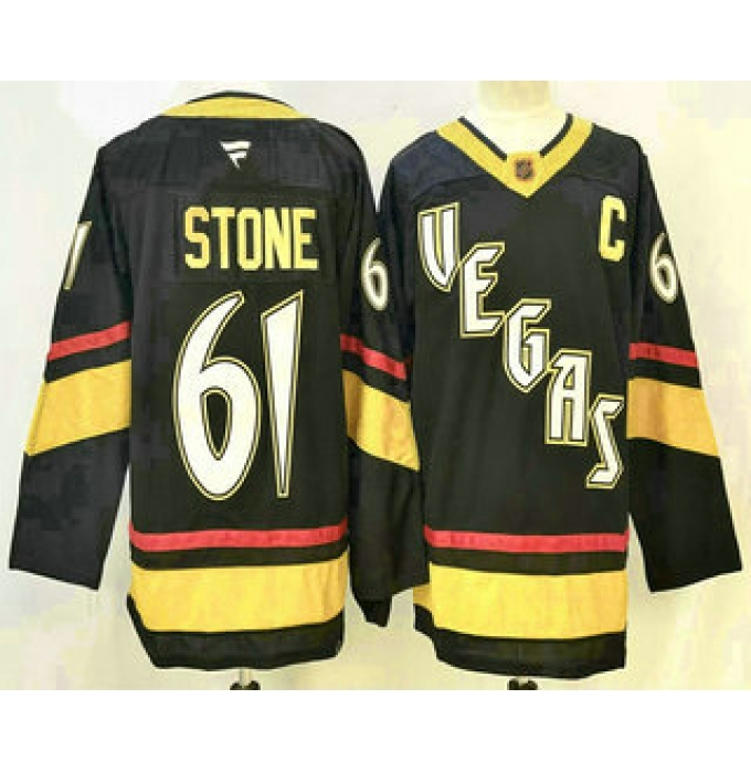 Men's Vegas Golden Knights #61 Mark Stone Black Reverse Retro Authentic Jersey