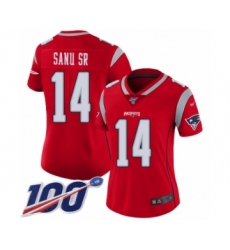 Women's New England Patriots #14 Mohamed Sanu Sr Limited Red Inverted Legend 100th Season Football Jersey