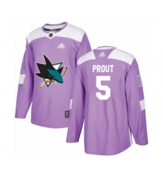Youth San Jose Sharks #5 Dalton Prout Authentic Purple Fights Cancer Practice Hockey Jersey