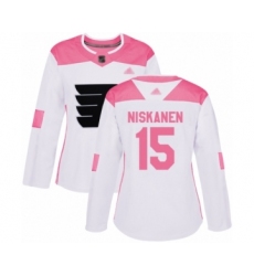 Women's Philadelphia Flyers #15 Matt Niskanen Authentic White  Pink Fashion Hockey Jersey