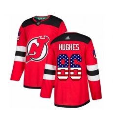 Men's New Jersey Devils #86 Jack Hughes Authentic Red USA Flag Fashion Hockey Jersey