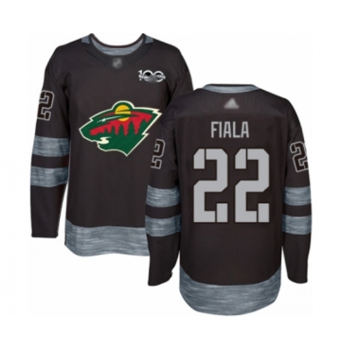Men's Minnesota Wild #22 Kevin Fiala Authentic Black 1917-2017 100th Anniversary Hockey Jersey