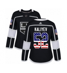 Women's Los Angeles Kings #52 Arthur Kaliyev Authentic Black USA Flag Fashion Hockey Jersey