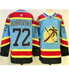 Men's Florida Panthers #72 Sergei Bobrovsky Blue 2024 Reverse Retro Stitched Jersey