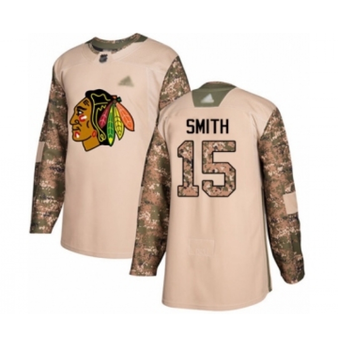 Men's Chicago Blackhawks #15 Zack Smith Authentic Camo Veterans Day Practice Hockey Jersey