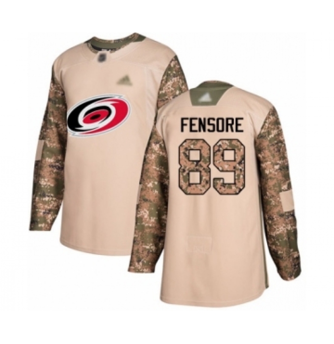 Men's Carolina Hurricanes #89 Domenick Fensore Authentic Camo Veterans Day Practice Hockey Jersey