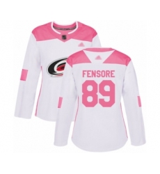 Women's Carolina Hurricanes #89 Domenick Fensore Authentic White Pink Fashion Hockey Jersey