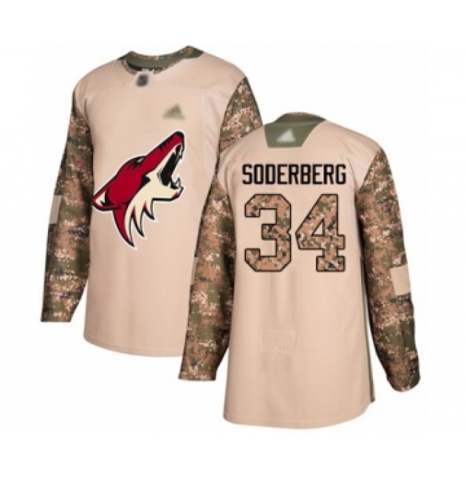 Youth Arizona Coyotes #34 Carl Soderberg Authentic Camo Veterans Day Practice Hockey Jersey