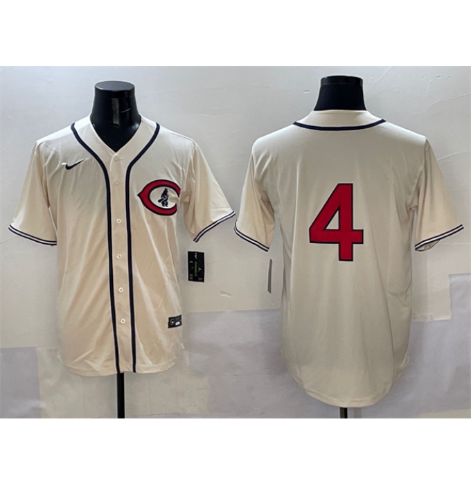Men's Chicago Cubs #4 Pete Crow-Armstrong Cream Field of Dreams Cool Base Stitched Baseball Jersey