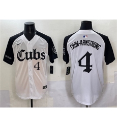 Men's Chicago Cubs #4 Pete Crow-Armstrong White Black 'Gothic North Side Edition' Vapor Premier Limited Stitched Baseball Jersey