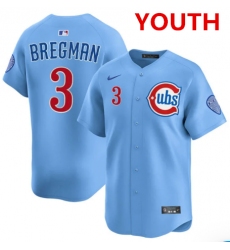 Youth Chicago Cubs #3 Alex Bregman light Blue alternate limited jersey