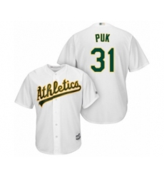 Youth Oakland Athletics #31 A.J. Puk Authentic White Home Cool Base Baseball Player Jersey