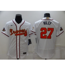 Men's Atlanta Braves #27 Austin Riley White 2022 Gold Program Authentic Player Jersey