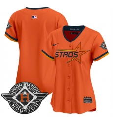 Women's Houston Astros Blank Orange 2025 City Connect Limited Stitched Baseball Jersey(Run Small)