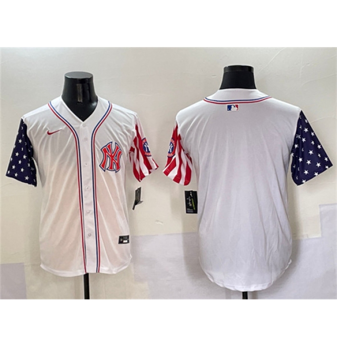 Men's New York Yankees Blank White American Style Limited Stitched Baseball Jersey
