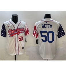 Men's Los Angeles Dodgers #50 Mookie Betts White Limited Stitched Baseball Jersey