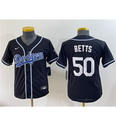 Youth Los Angeles Dodgers #50 Mookie Betts Black Stitched Baseball Jersey