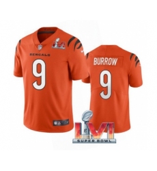 Men's Cincinnati Bengals #9 Joe Burrow 2022 Orange Super Bowl LVI Vapor Limited Stitched Jersey