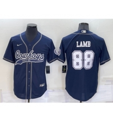Men's Dallas Cowboys #88 CeeDee Lamb Navy Blue Stitched Cool Base Nike Baseball Jersey