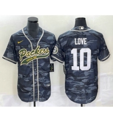 Men's Nike Green Bay Packers #10 Jordan Love Grey Camo Cool Base Stitched Baseball Jersey