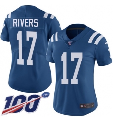 Women's Nike Indianapolis Colts #17 Philip Rivers Royal Blue Stitched NFL Limited Rush 100th Season Jersey