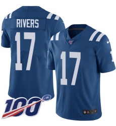 Youth Nike Indianapolis Colts #17 Philip Rivers Royal Blue Team Color Stitched NFL 100th Season Vapor Untouchable Limited Jersey