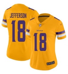 Women's Minnesota Vikings #18 Justin Jefferson Gold Stitched NFL Limited Inverted Legend Jersey