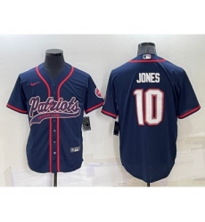 Men's New England Patriots #10 Mac Jones Navy Blue Stitched MLB Cool Base Nike Baseball Jersey