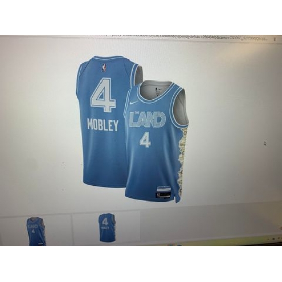Men's Cleveland Cavaliers 4 Evan Mobley Fanatics Light Blue 202425 Fast Break Player Jersey