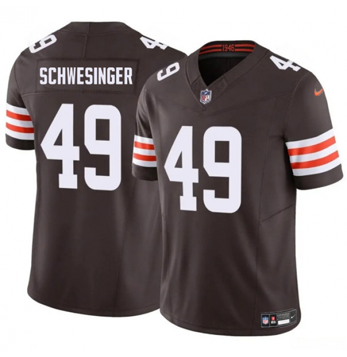 Men's Cleveland Browns #49 Carson Schwesinger Brown 2025 F.U.S.E. Vapor Limited Football Stitched Jersey