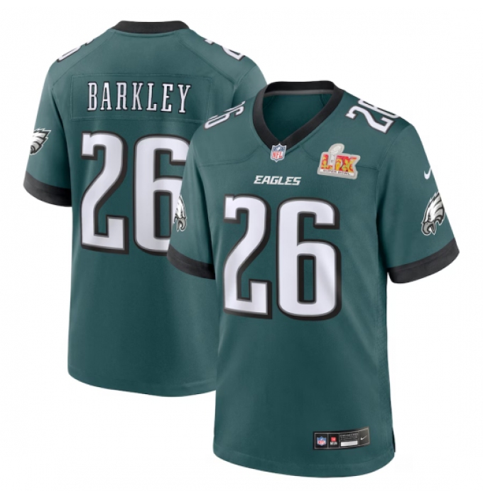 Men's Philadelphia Eagles #26 Saquon Barkley Nike Midnight Green Super Bowl LIX Game Player Jersey