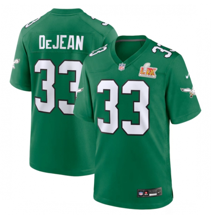 Men's Philadelphia Eagles #33 Cooper DeJean Nike Kelly Green Super Bowl LIX 2nd Alternate Game Jersey