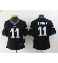 Women's Philadelphia Eagles #11 A. J. Brown Black Vapor Stitched Football Jersey(Run Small)
