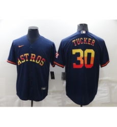 Men's Houston Astros #30 Kyle Tucker Navy Blue Rainbow Stitched MLB Cool Base Nike Jersey