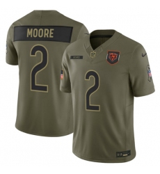 Men's Chicago Bears #2 D.J. Moore Olive 2025 Salute to Service Limited Football Stitched Jersey